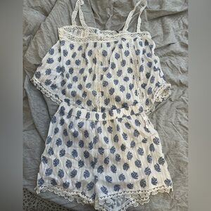 Rachel Zoe White and Blue Lace Top